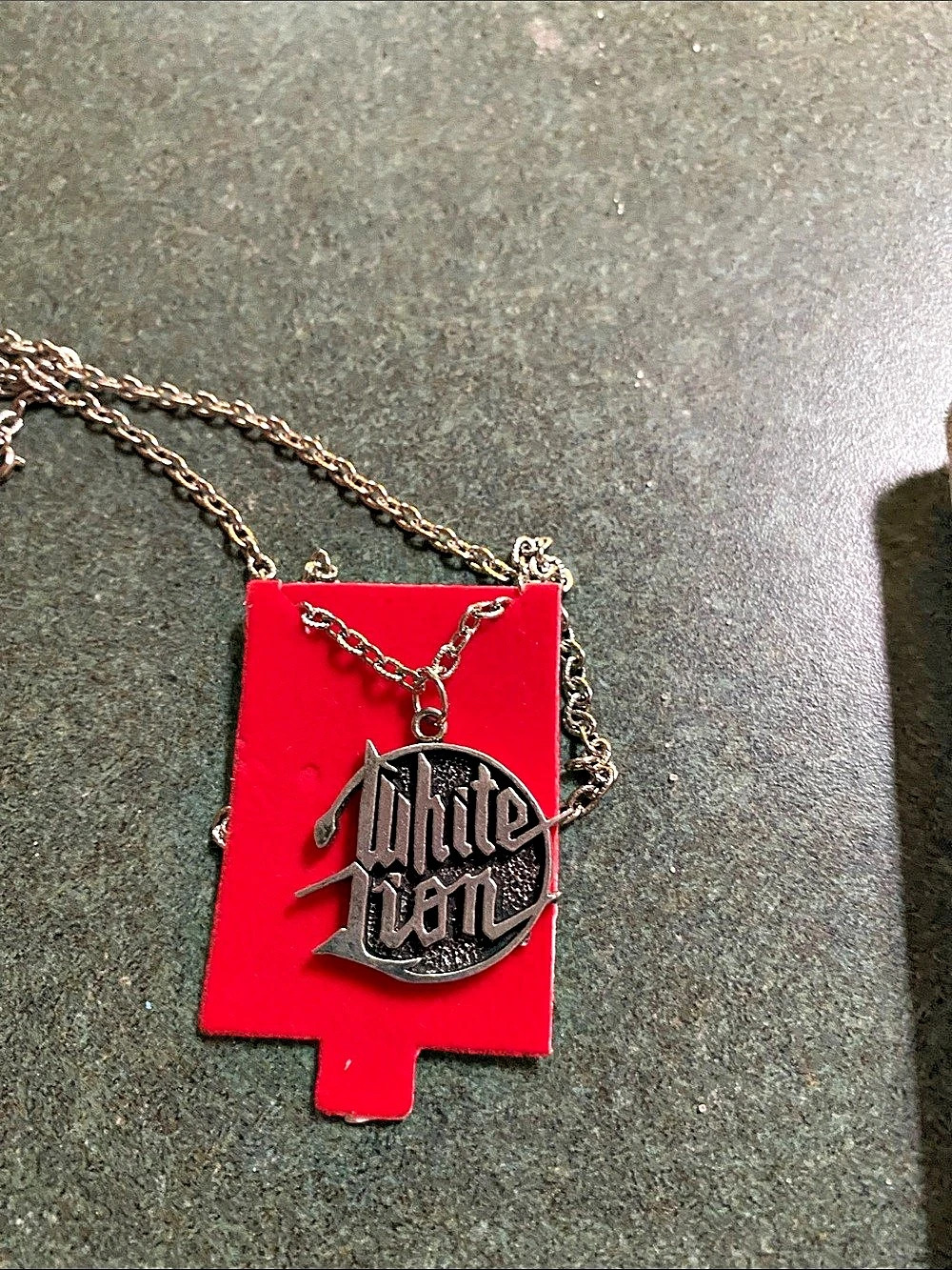 Graphic Pendant Necklace in Red & Silver